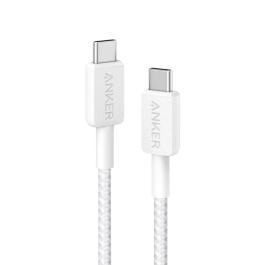 Câble tressé Anker 322 PowerLine USB-C vers USB-C 60 W 1m White