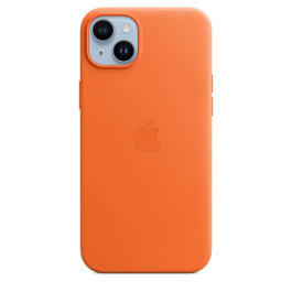 Coque en Cuir avec MagSafe pour iPhone 14 Plus - Orange