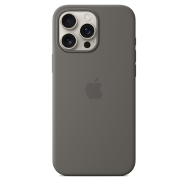 Coque en silicone avec MagSafe pour iPhone 16 Pro Max Gris minéral