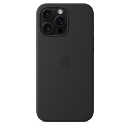 Coque en silicone avec MagSafe pour iPhone 16 Pro Max Noir