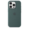 Coque en silicone avec MagSafe pour iPhone 16 Pro Vert lacustre